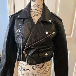 Current Mood Black Leather Moto Jacket